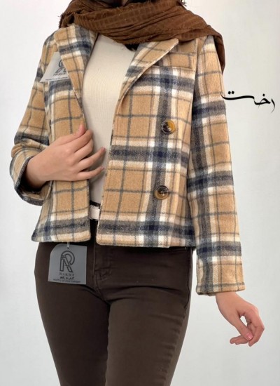 کت چهارخونه یقه انگلیسی