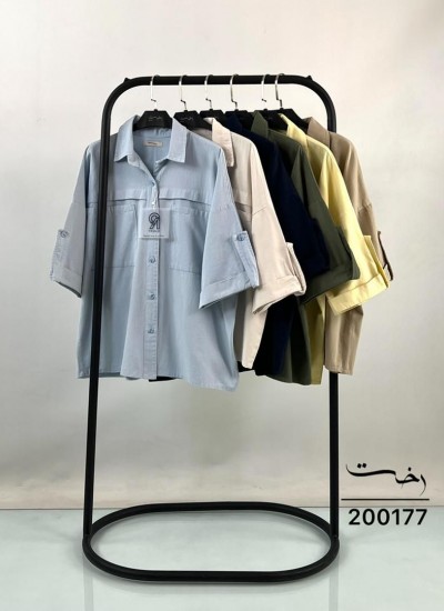 شومیز پاگون دار جلو جیب شومیز پاگون دار جلو جیب