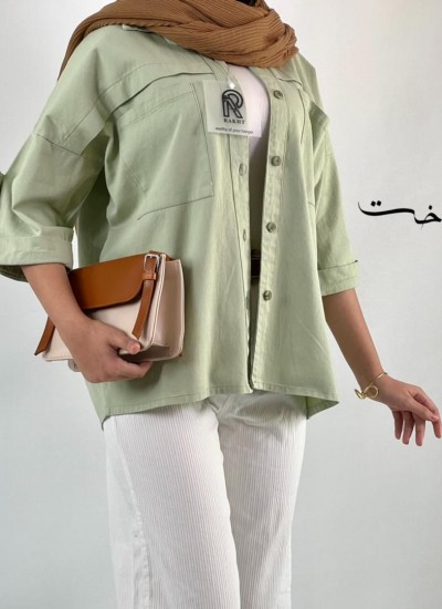 شومیز پاگون دار جلو جیب شومیز پاگون دار جلو جیب