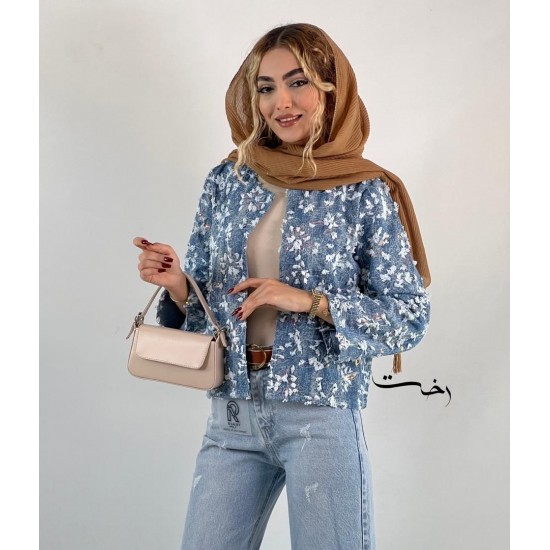 کت نیم تنه گلدوزی آبی