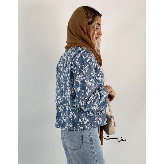 کت نیم تنه گلدوزی آبی