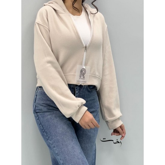 کراپ سوییشرت کلاهدار