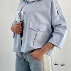 شومیز کتان باکسی دو جیب