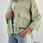 شومیز کتان باکسی دو جیب