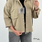 شومیز کتان باکسی دو جیب