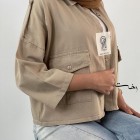 شومیز کتان باکسی دو جیب