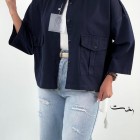 شومیز کتان باکسی دو جیب