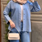 شومیز جین نگین دار شومیز جین نگین دار