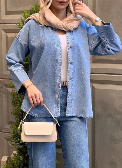 شومیز جین نگین دار