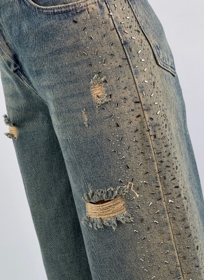 شلوار واید جین نگین دار