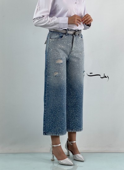 شلوار واید جین نگین دار