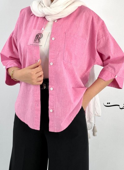 شومیز لینن اسلپ رنگی