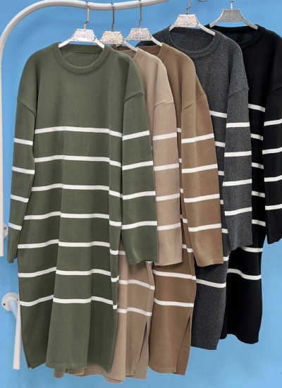 پیراهن بافت بلند راه راه