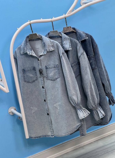 شومیز جین کاغذی آستین کش شومیز جین کاغذی آستین کش