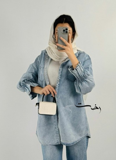 شومیز جین کاغذی آستین کش شومیز جین کاغذی آستین کش