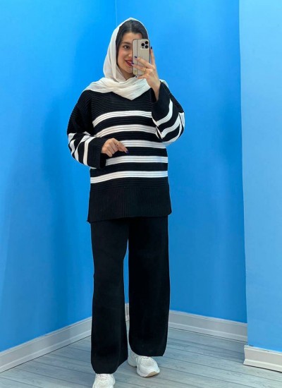 ست بلوز شلوار بافت راه راه 5 ست بلوز شلوار بافت راه راه 5