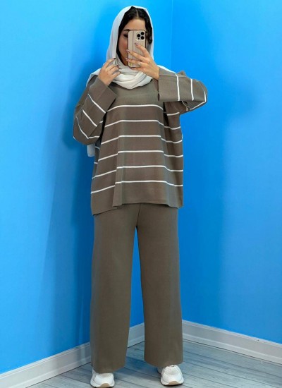 ست بلوز شلوار بافت راه راه 4