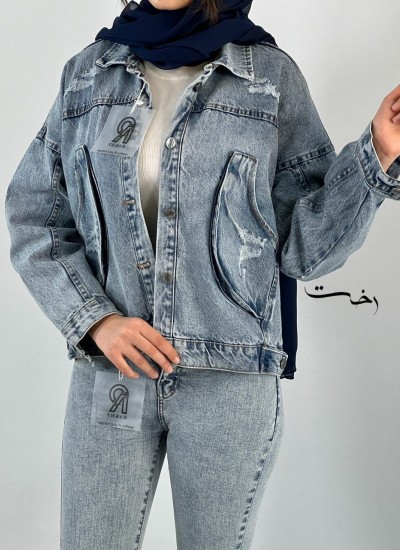 کت جین جیب هلالی کت جین جیب هلالی