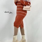 پیراهن بلند بافت راه راه 2