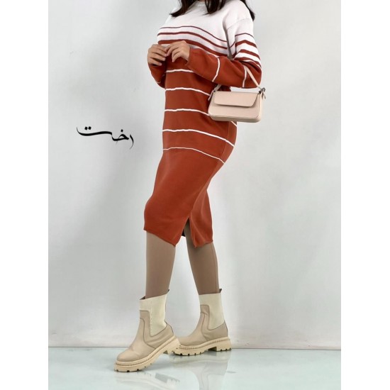 پیراهن بلند بافت راه راه 2