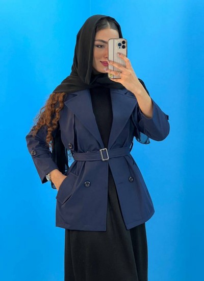 کت بارونی کمربند دار