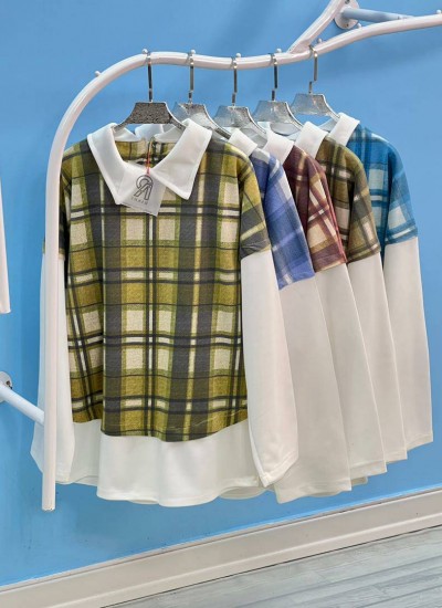 شومیز چهارخونه دو تیکه