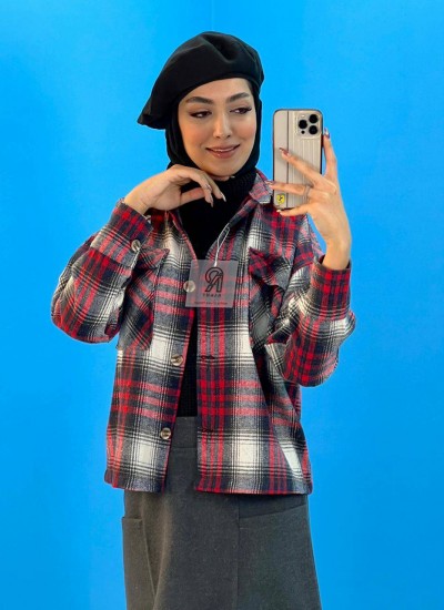 شومیز چهارخونه جلو جیب