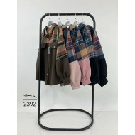 شومیز فوتر چهارخانه کلاهدار