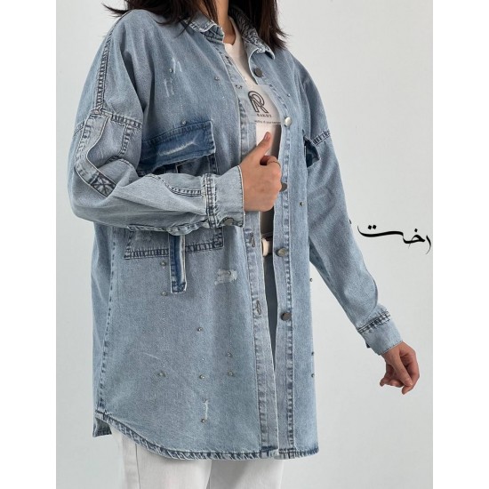 شومیز جین جیب بند دار شومیز جین جیب بند دار
