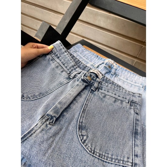 شلوار فلر بگ جین آبی آپامه شلوار فلر بگ جین آبی آپامه