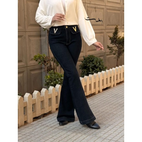 شلوار بوتکات جین آبی v