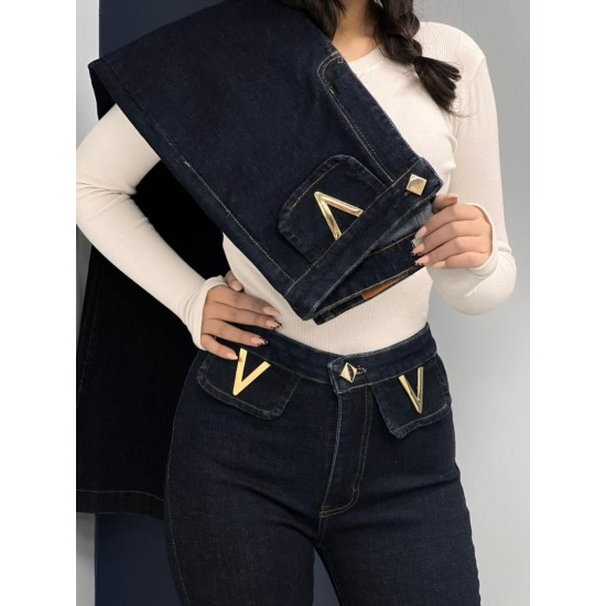 شلوار بوتکات جین آبی v