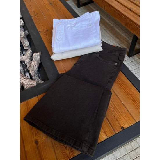 شلوار بوتکات کتان قهوه ای شلوار بوتکات کتان قهوه ای