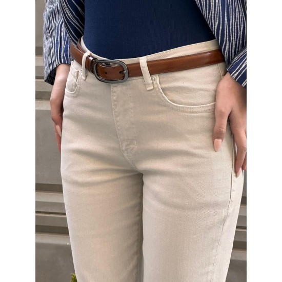 شلوار بوتکات کتان قهوه ای شلوار بوتکات کتان قهوه ای