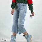شلوار واید جین آبی کمر ساده