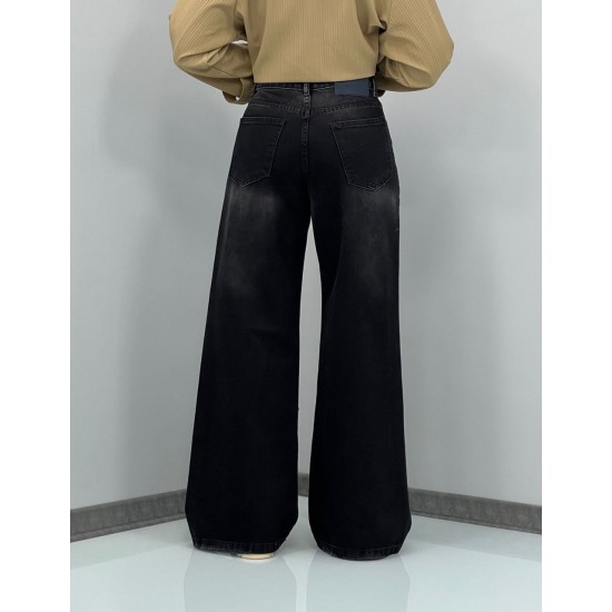 شلوار فلر بگ جین ذغالی شلوار فلر بگ جین ذغالی