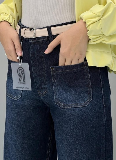 شلوار واید لگ جین آبی