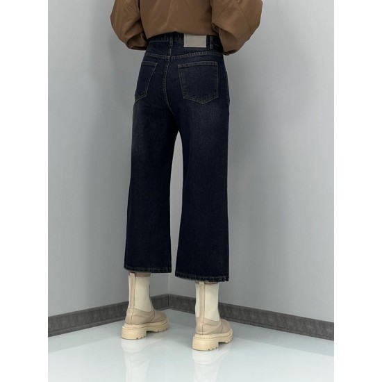 شلوار واید لگ جین آبی