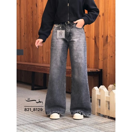 شلوار فلر بگ جین ذغالی