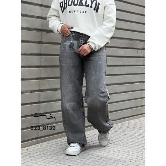 شلوار رگولار جین ذغالی و طوسی شلوار رگولار جین ذغالی و طوسی