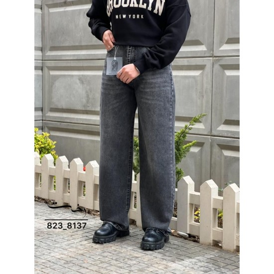 شلوار رگولار جین ذغالی و طوسی شلوار رگولار جین ذغالی و طوسی