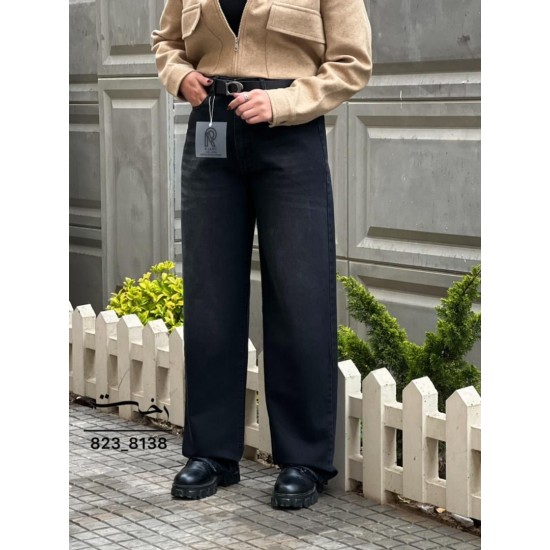 شلوار رگولار جین ذغالی و طوسی