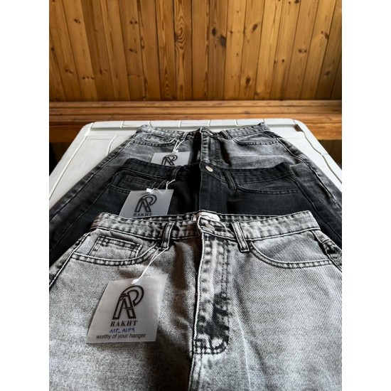 شلوار رگولار جین ذغالی و طوسی شلوار رگولار جین ذغالی و طوسی