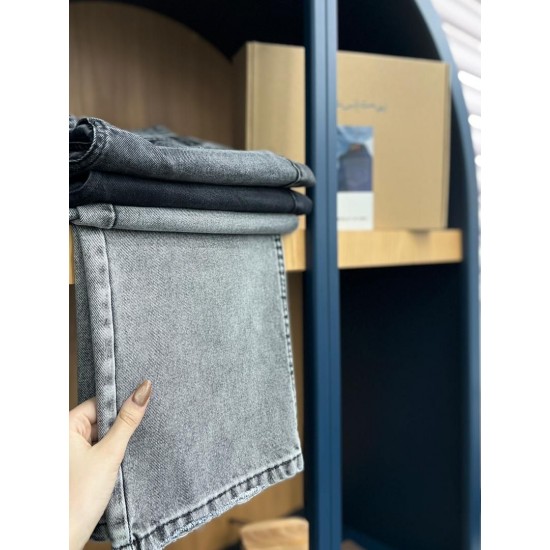 شلوار رگولار جین ذغالی و طوسی شلوار رگولار جین ذغالی و طوسی