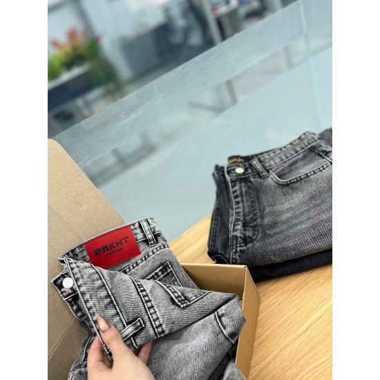 شلوار رگولار جین ذغالی و طوسی شلوار رگولار جین ذغالی و طوسی