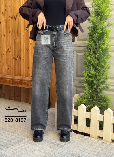 شلوار رگولار جین ذغالی و طوسی