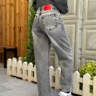 شلوار رگولار جین ذغالی و طوسی