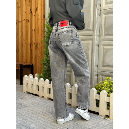 شلوار رگولار جین ذغالی و طوسی