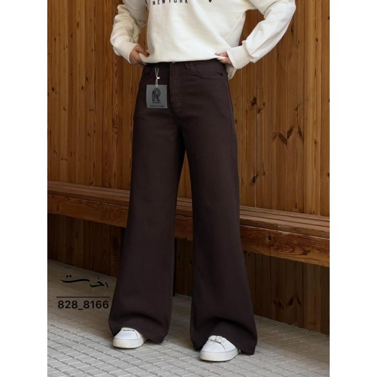 شلوار فلر بگ کتان کبریتی قهوه ای شلوار فلر بگ کتان کبریتی قهوه ای