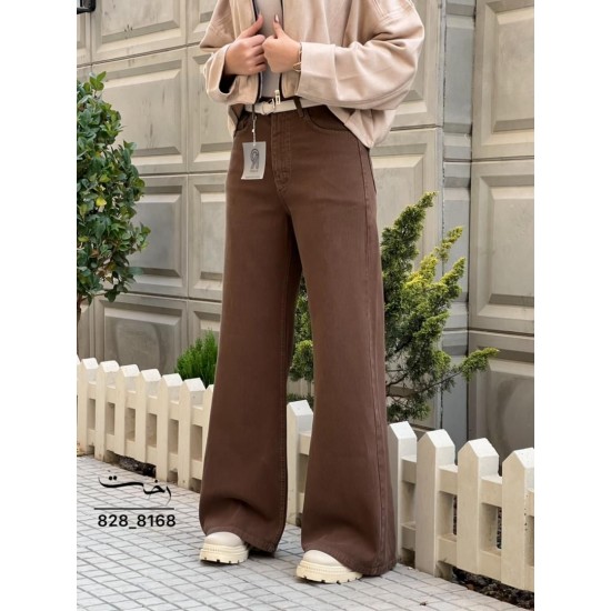 شلوار فلر بگ کتان کبریتی قهوه ای شلوار فلر بگ کتان کبریتی قهوه ای